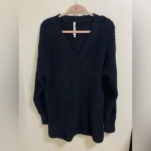 Babaton Plush Black V-Neck Sweater